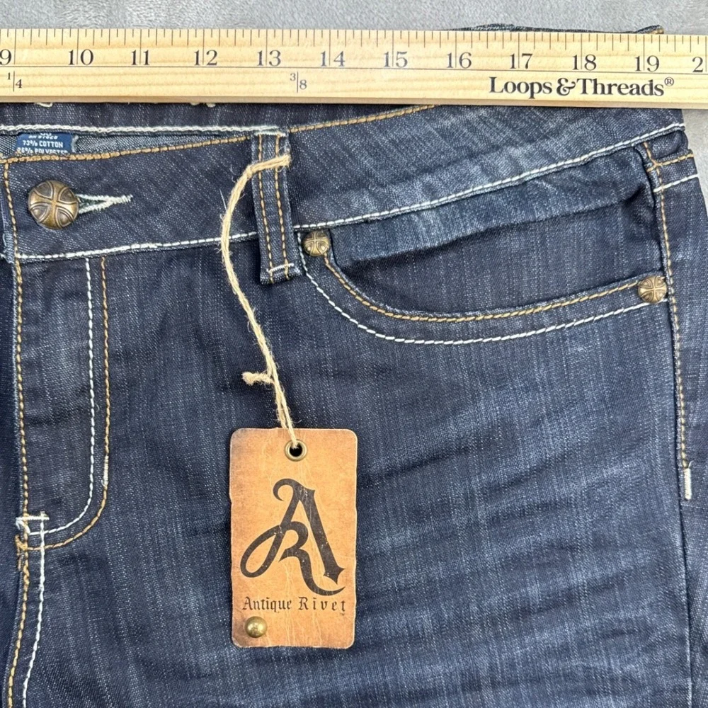 Antique Rivet Reece Bootcut Jeans Venice Dark Wash Studded Embellished Size 38